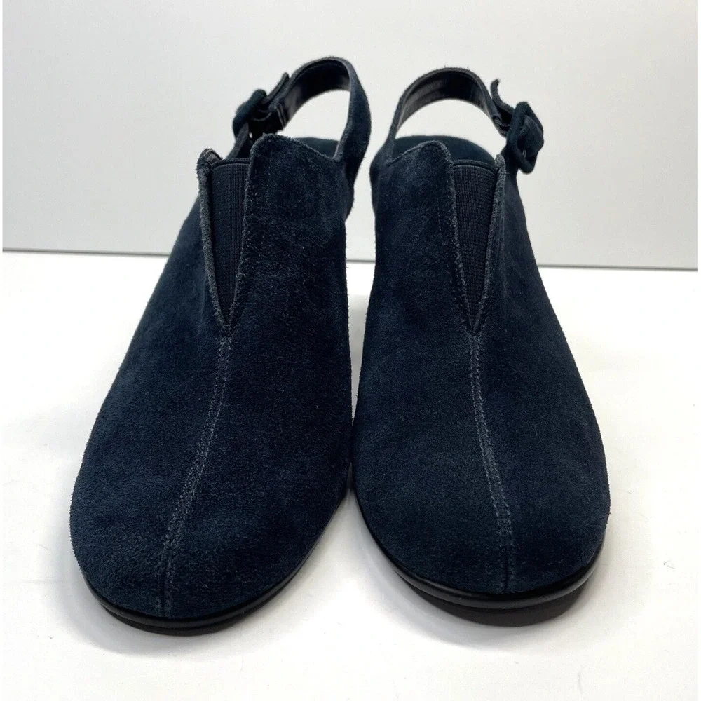 Aerosoles Heelrest Navy Suede Leather‎ Sling Back Heel Shoes Women Size 9